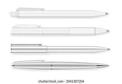 Set of four realistic writing pens vector illustration