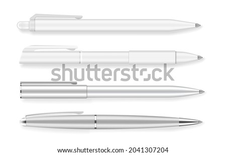Set of four realistic writing pens vector illustration