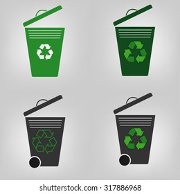 Set of four recycle bin, garbage can, vector