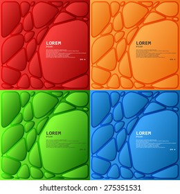 Set of four Red abstract network backgrounds