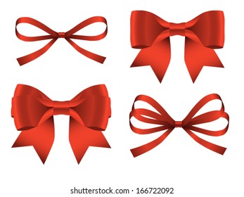 Set Four Red Gift Bow Vector Stock Vector (Royalty Free) 166722092 ...