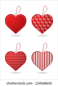 Set of four red hearts with special design