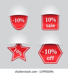 Set of four red labels with holiday discount