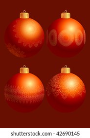 Set from four Red New Year's balls