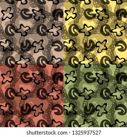 Set of four repainting options patterns with abstract spots and shapes. Eps10