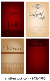 Set of four restaurant menu design. Vector file with place for your text.