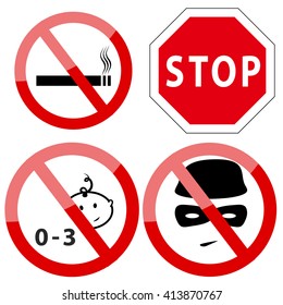 Set of four  restricted access denied signs 