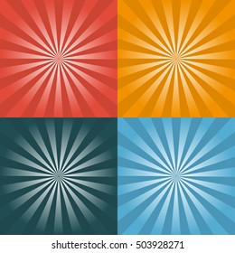 Set of four retro background illustration