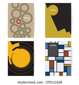 Set of four retro brochures print template in a vintage style. Digital vector illustration.