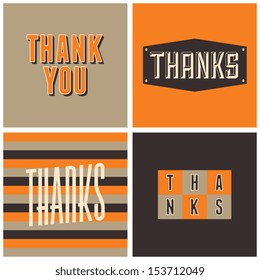 A set of four retro design greeting cards for Thanksgiving Day.
