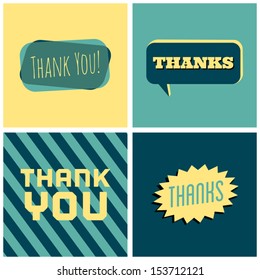 A set of four retro design greeting cards for Thanksgiving Day.