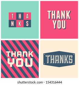 A set of four retro design greeting cards for Thanksgiving Day.