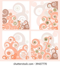 Set of four retro floral backgrounds in pastel colors
