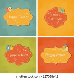 A set of four retro greeting cards for Easter.
