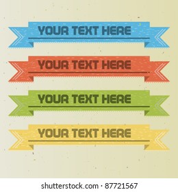 Set of four retro labels or ribbons