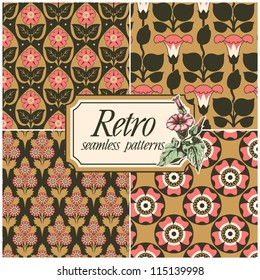 Set of four retro seamless patterns.