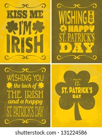 A set of four retro St. Patrick's Day cards.