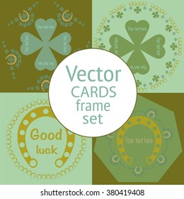 Set of four retro St. Patrick's Day cards. Vintage frames.