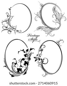 Set of four rich decorated oval frames for Your design.