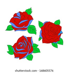 Set of four roses 
