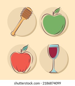 set of four rosh hashanah icons