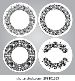 Set of four round borders in luxury style. Eastern motifs. Vector illustration
