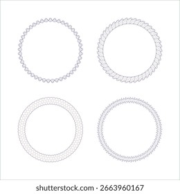 Set of Four Round Frames: Graphic Silhouettes and Outlines