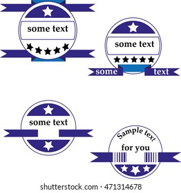Set of four round logos with ribbons