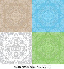 Set of four round ornamental backgrounds. Vector art
