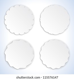 Set of four round paper labels. eps10