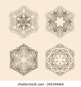 A set of four round patterns. Celtic style.