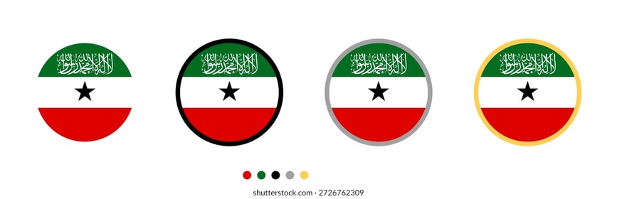 Un conjunto de cuatro iconos vectoriales redondos con la bandera del Reino Unido (Union Jack). Diseños planos simples ideales para la identidad nacional, el patriotismo y la representación internacional sobre un fondo blanco.
