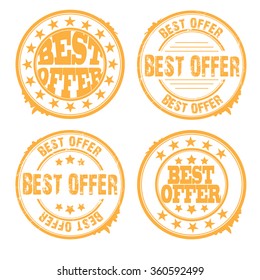 set of four rubber stamp with text "best offer" inside,vector illustration