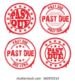 set of four rubber stamp with text "past due" inside,vector illustration