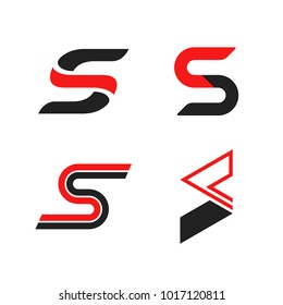 Set of four S letter logos. Isolated on white background. Vector illustration, eps 8.