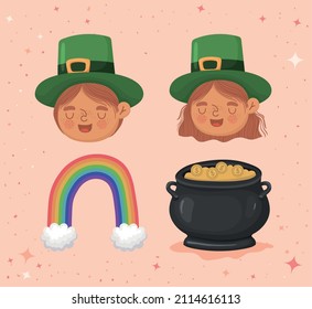 set of four saint patrick icons