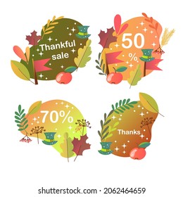 Set with four sale icon