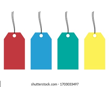 Set of four sale tags flat icon isolated on white background. Vector illustration. Eps 10.