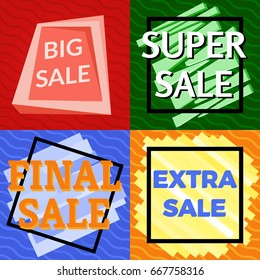 Set of four sale vector bannes  with colorful design elements. Vector illustration.