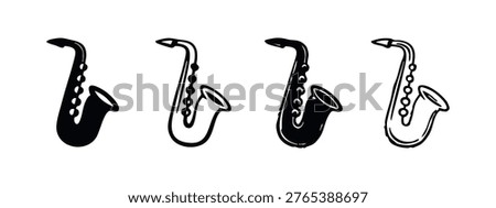 Set of Four Saxophone Musical Instrument Icons
