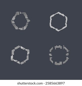 Set Of Four Sci Fi Futuristic Logo Elements Frames For Military Games UI E-sports Isolated Vector Design