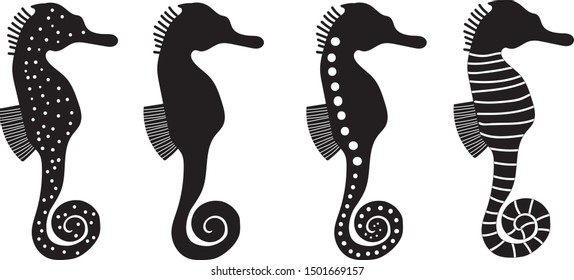 set of four seahorses design