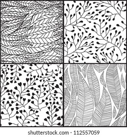 Set of four seamless abstract hand-drawn pattern, waves background. Seamless pattern can be used for wallpaper, pattern fills, web page background,surface textures.