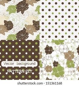Set of four seamless abstract hand-drawn pattern, waves background. Ideal for printing onto fabric and paper or scrap booking. Eps 10