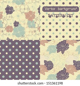 Set of four seamless abstract hand-drawn pattern, waves background. Ideal for printing onto fabric and paper or scrap booking. Eps 10
