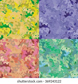 Set of four seamless abstract hand-drawn hook pattern