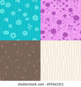 Set of four seamless abstract hand-drawn pattern, color background. Endless pattern can be used for wallpaper, pattern fills, web page background,surface textures. Gorgeous seamless floral background