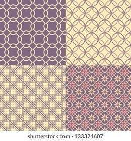 Set of four seamless abstract patterns. Vector illustration