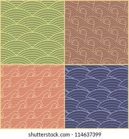 Set of four seamless abstract wave vector backgrounds.