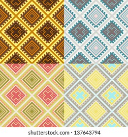 Set of four seamless african textures. Vector illustration
